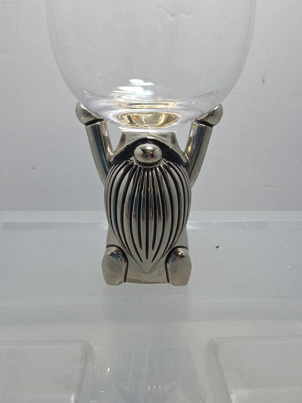 Pottery Barn Gnome Wine Glass 14.5 Oz Zinc Alloy Christmas Holiday Barware